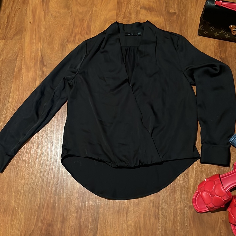 Apt 9 Black Blouse XS long sleeve - Picture 2 of 9